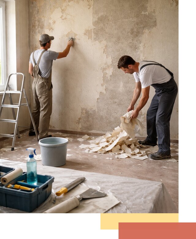 Снятие старых обоев в Людиново быстро и качественно