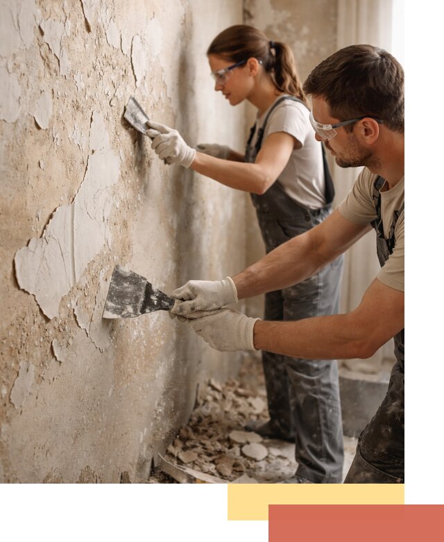 Снятие старой шпаклевки и подготовка поверхностей в Людиново