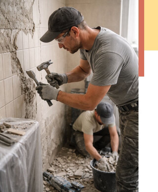 Демонтаж плитки со стен в Людиново от 865 руб. — быстро и недорого | ОТДЕЛОЧНИК-Люд