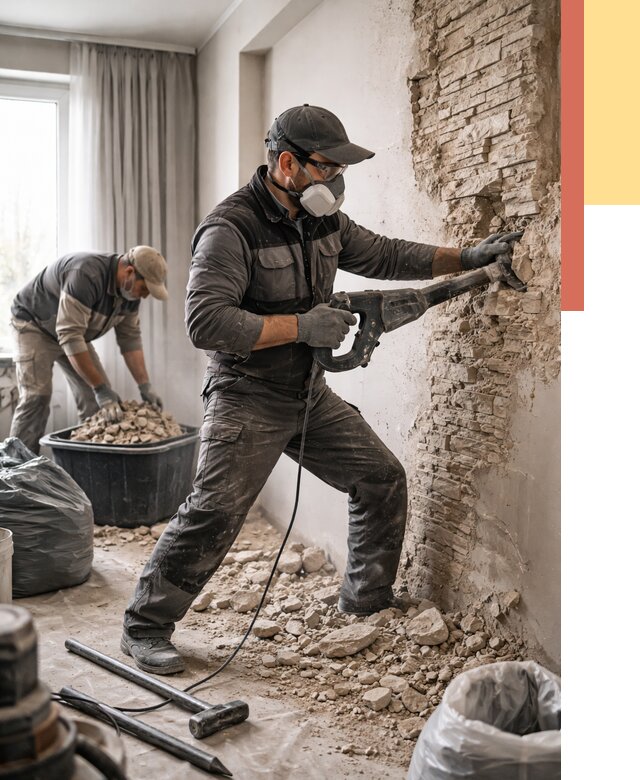 Демонтаж декоративного камня в Людиново от 1476 руб/м² — быстро и недорого | ОТДЕЛОЧНИК-Люд