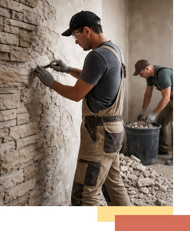 Демонтаж декоративного камня в Людиново профессионально и безопасно