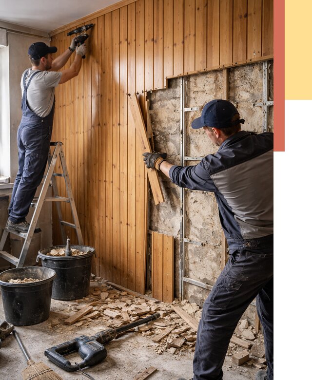 Демонтаж вагонки со стен в Людиново от 1476 руб. — снятие, удаление, срочно | ОТДЕЛОЧНИК-Люд