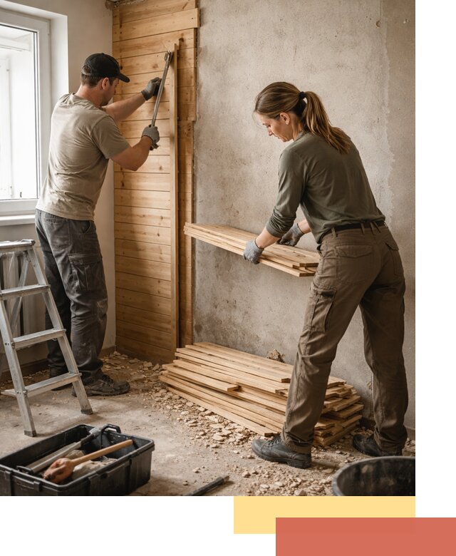 Демонтаж вагонки со стен в Людиново — профессиональный демонтаж