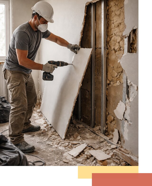 Демонтаж гипсокартона со стен в Людиново качественно и быстро