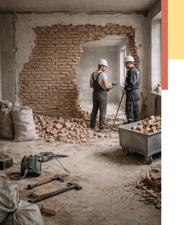 Демонтаж кирпичных стен в Людиново от 4275 руб. — быстро, недорого, под ключ | ОТДЕЛОЧНИК-Люд