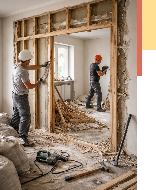 Демонтаж деревянных перегородок в Людиново от 3257 руб. — быстро и недорого | ОТДЕЛОЧНИК-Люд