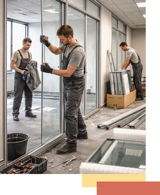 Демонтаж стеклянных перегородок в Людиново быстро и безопасно