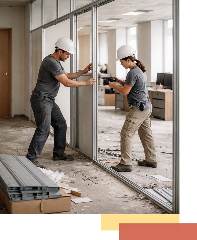 Демонтаж алюминиевых перегородок в Людиново быстро и аккуратно