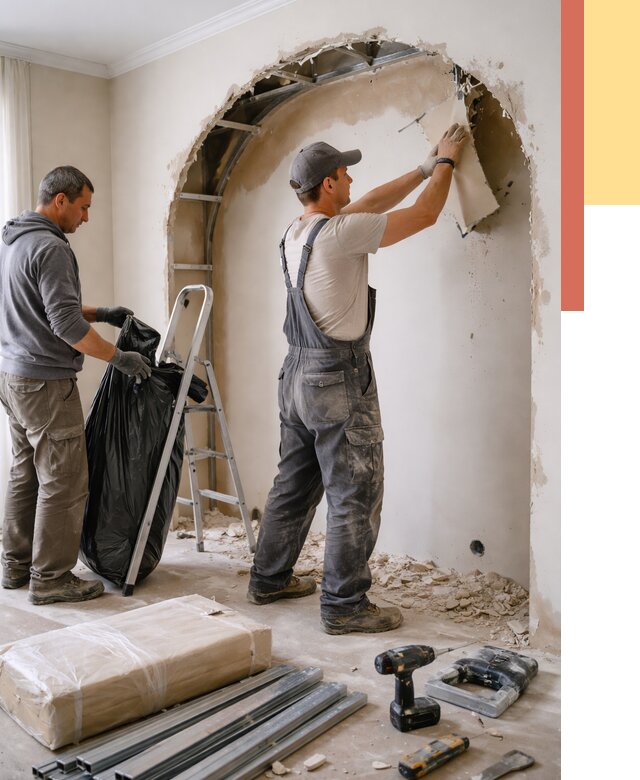 Демонтаж арки из гипсокартона в Людиново от 3562 руб. — услуги под ключ | ОТДЕЛОЧНИК-Люд