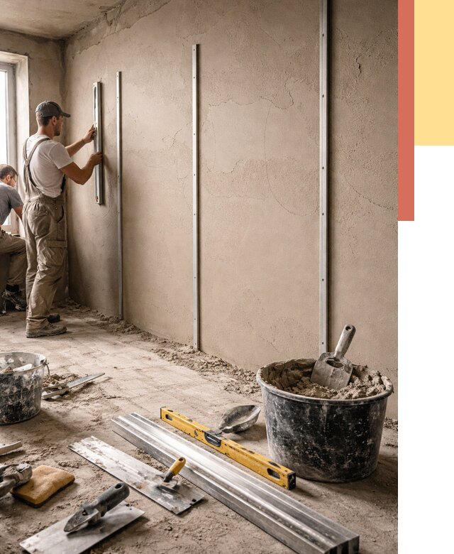 Штукатурка стен по маякам в Людиново от 5598 руб./м² — выравнивание под ключ | ОТДЕЛОЧНИК-Люд