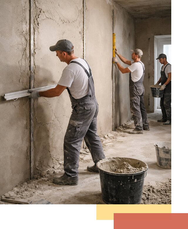 Штукатурка стен по маякам в Людиново — точная и ровная поверхность