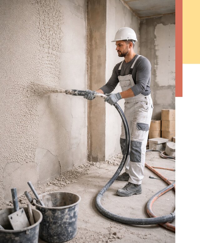 Машинная штукатурка стен в Людиново под ключ от 6616 руб./м2 | ОТДЕЛОЧНИК-Люд