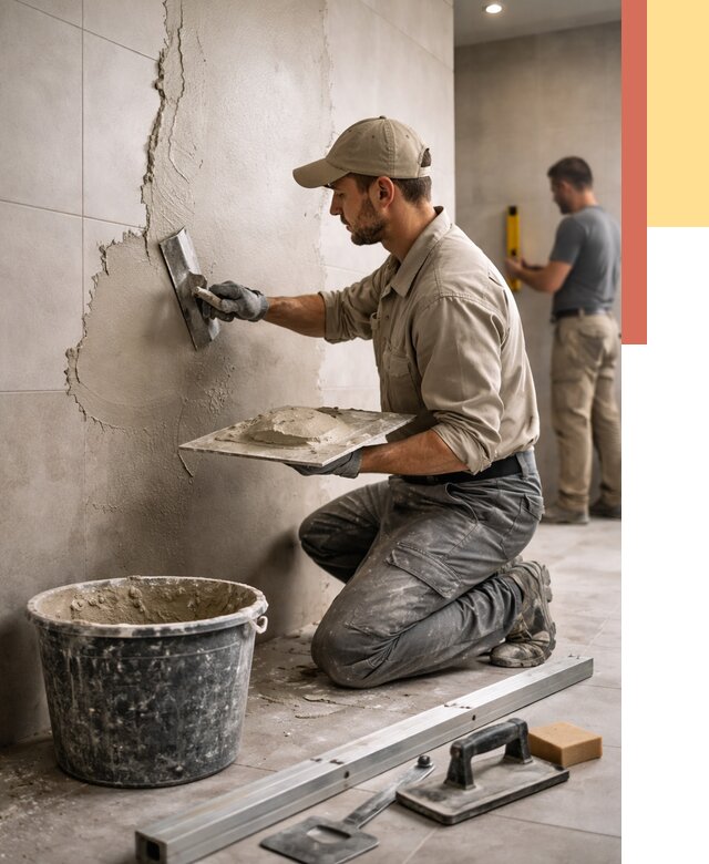 Штукатурка стен в ванной в Людиново от 4580 руб./м² — выравнивание под ключ | ОТДЕЛОЧНИК-Люд