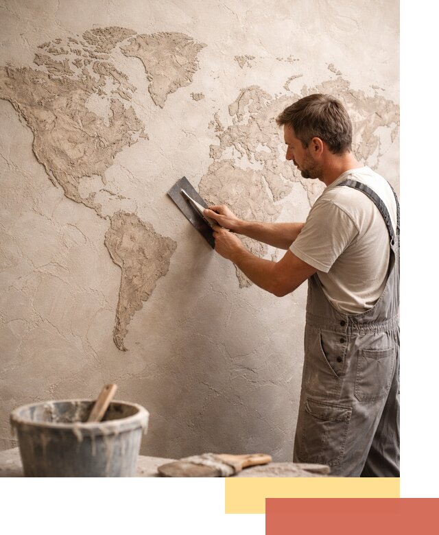 Декоративная штукатурка «Карта мира» под ключ в Людиново
