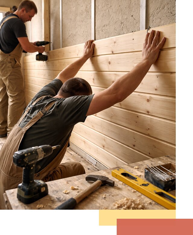 Монтаж деревянной вагонки на стены в Людиново быстро и качественно