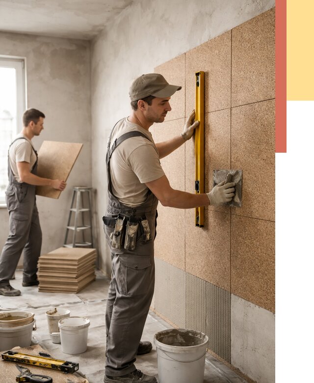 Монтаж пробковых панелей на стены в Людиново от 3562 руб. — ОТДЕЛОЧНИК-Люд