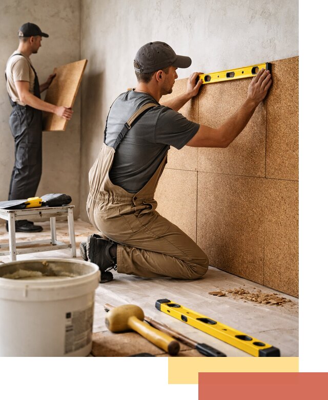 Монтаж пробковых панелей на стены в Людиново быстро и качественно