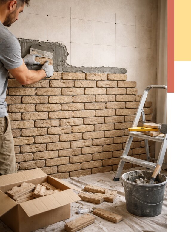 Монтаж декоративного кирпича в Людиново от 3257 руб./м² — быстро и недорого | ОТДЕЛОЧНИК-Люд