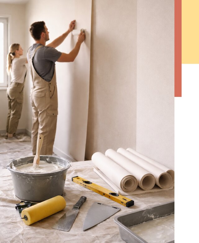 Поклейка бумажных обоев в Людиново от 5598 руб./м2 — быстро и недорого | ОТДЕЛОЧНИК-Люд