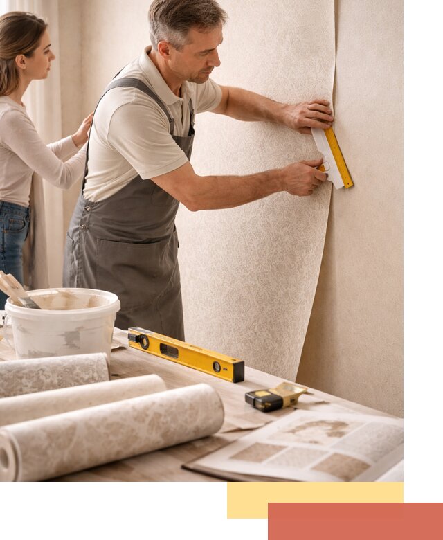 Поклейка обоев с подбором рисунка в Людиново