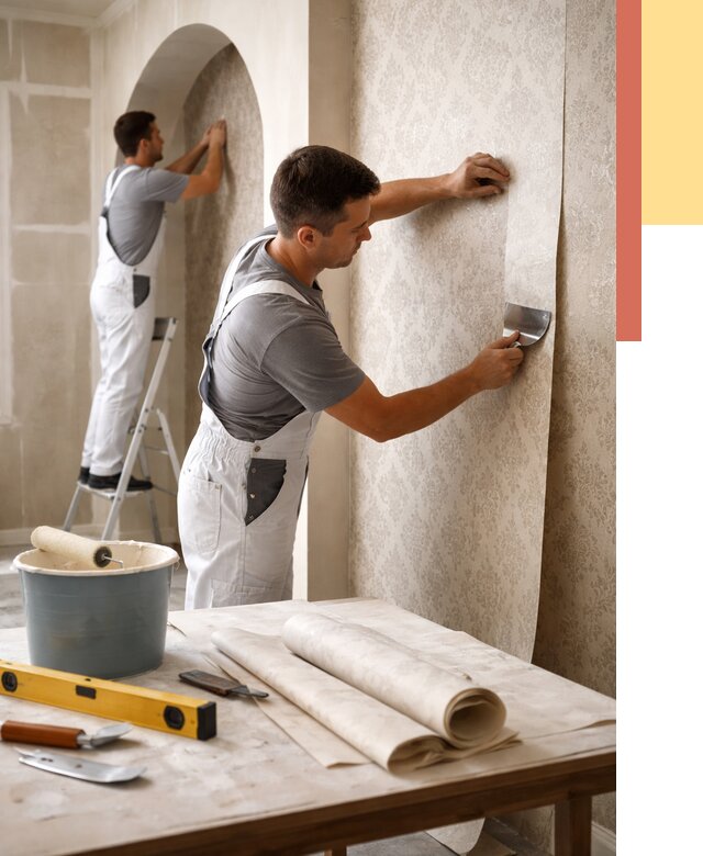 Поклейка обоев на сложные стены в Людиново от 2850 руб. под ключ | ОТДЕЛОЧНИК-Люд