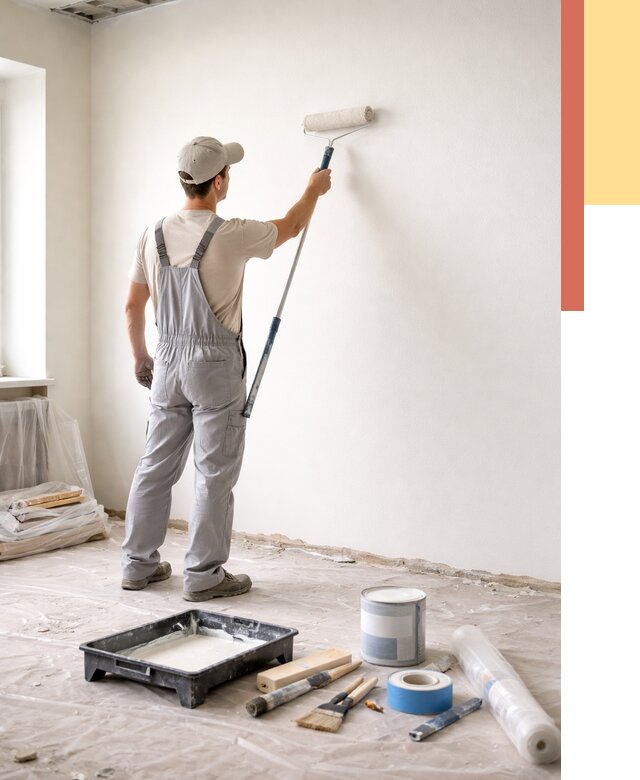 Покраска стен водоэмульсионной краской в Людиново от 458 руб. за м² | ОТДЕЛОЧНИК-Люд