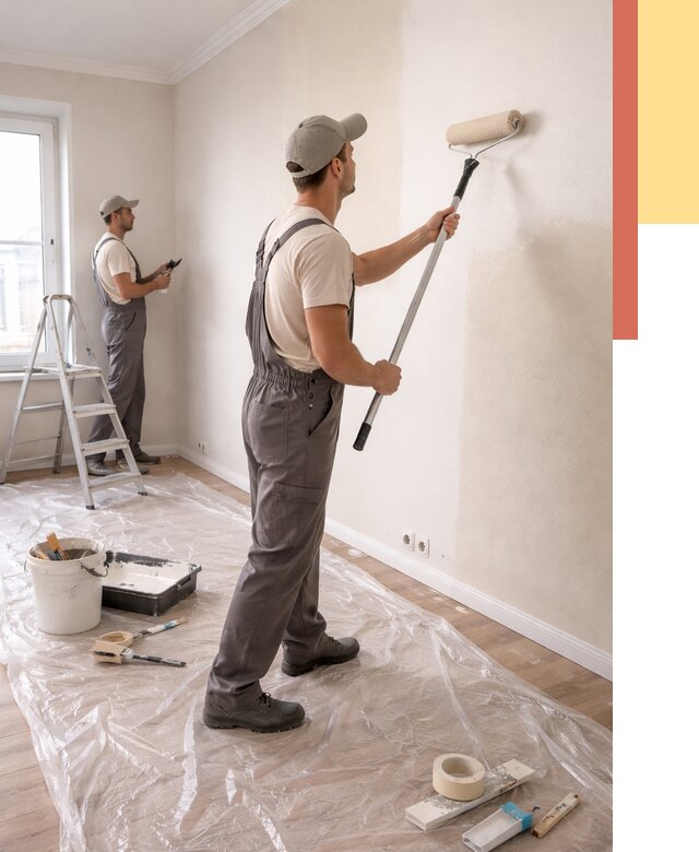 Покраска стен акриловой краской в Людиново от 3562 руб./м² — быстро и недорого | ОТДЕЛОЧНИК-Люд