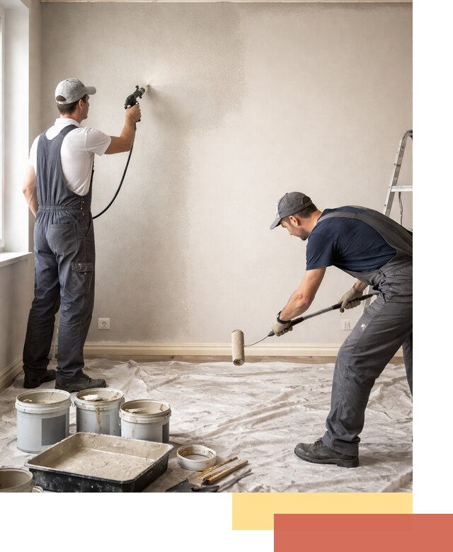 Покраска стен моющейся краской и защита поверхностей в Людиново