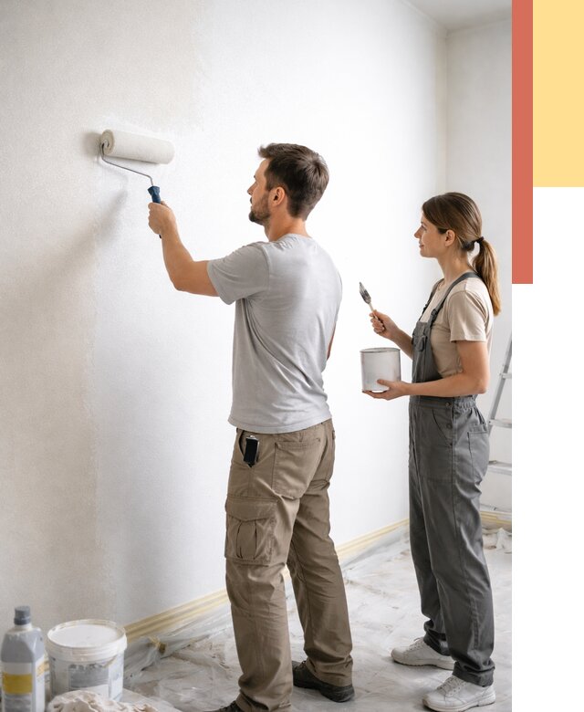 Окраска стен по стеклохолсту в Людиново от 4580 руб/м² под ключ | ОТДЕЛОЧНИК-Люд