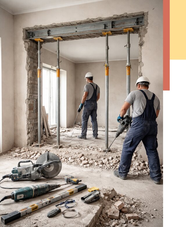 Прорезка проема в стене в Людиново от 4580 руб. — быстро и недорого | ОТДЕЛОЧНИК-Люд