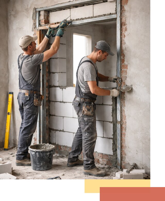 Закладка дверного проема под ключ в Людиново: демонтаж, монтаж, отделка