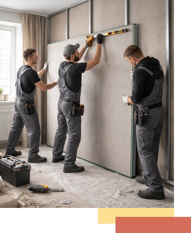 Шумоизоляция стен панелями ЗИПС в Людиново для жилых и коммерческих помещений