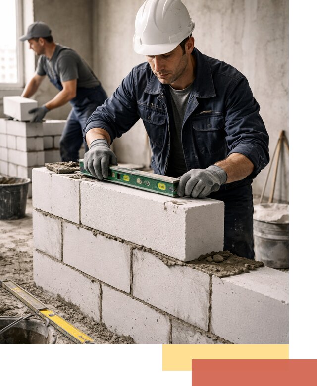 Кладка перегородок из пеноблока под ключ в Людиново