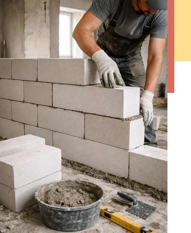 Кладка перегородок из силикатного блока в Людиново от 4071 руб. под ключ | ОТДЕЛОЧНИК-Люд