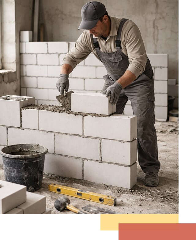 Кладка перегородок из силикатного блока в Людиново