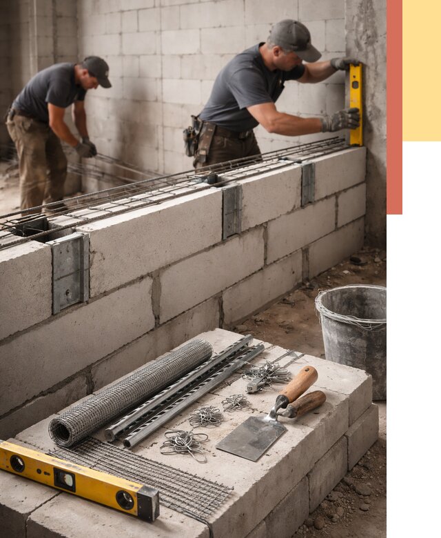 Армирование кладки перегородок в Людиново от 763 руб. под ключ | ОТДЕЛОЧНИК-Люд