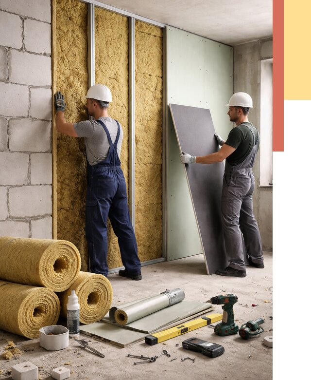 Шумоизоляция перегородок из блоков в Людиново от 1883 руб./м² — быстро и недорого | ОТДЕЛОЧНИК-Люд