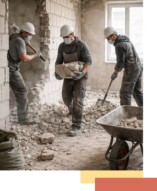 Демонтаж блочных перегородок в Людиново быстро и аккуратно