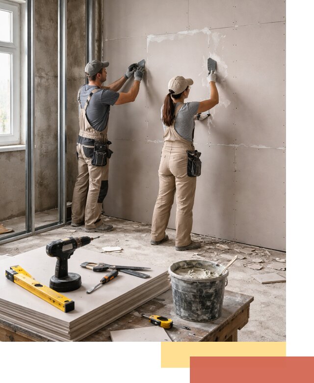 Монтаж двухслойной перегородки из гипсокартона в Людиново