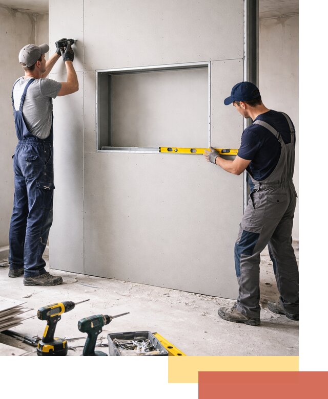 Перегородка из гипсокартона с нишей под декор в Людиново