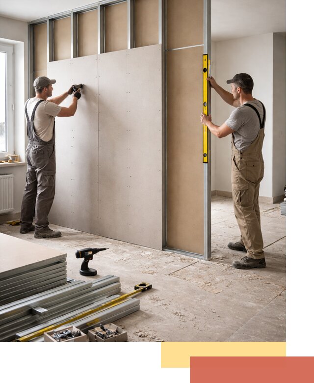 Зонирующая перегородка из гипсокартона под ключ в Людиново