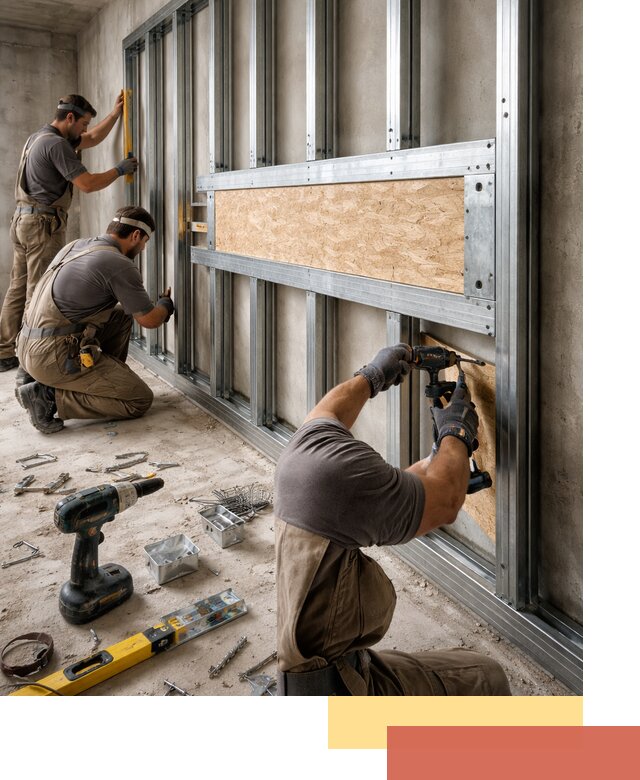 Усиленная перегородка для крепления тяжёлых конструкций в Людиново