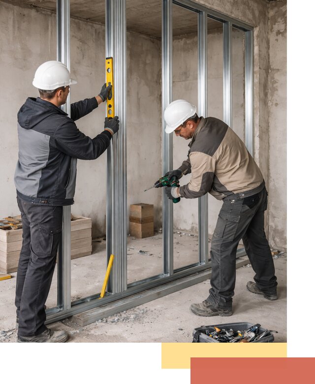 Монтаж каркаса перегородки из профиля в Людиново