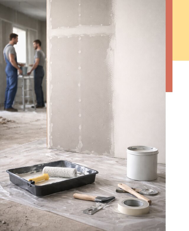 Покраска перегородок из гипсокартона в Людиново от 4580 руб. под ключ | ОТДЕЛОЧНИК-Люд