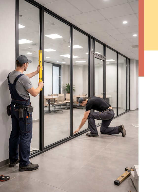 Каркасные стеклянные перегородки в Людиново под ключ от 9364 руб. | ОТДЕЛОЧНИК-Люд