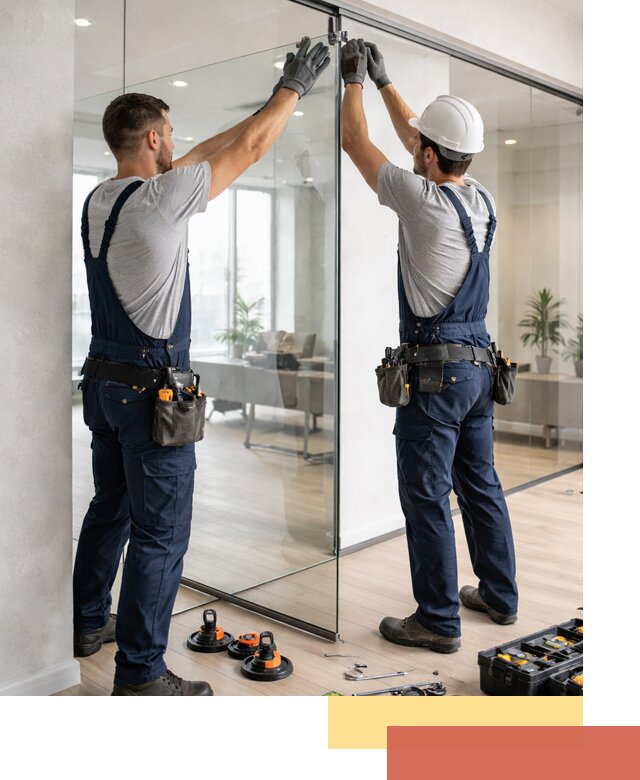 Безрамные стеклянные перегородки под ключ в Людиново