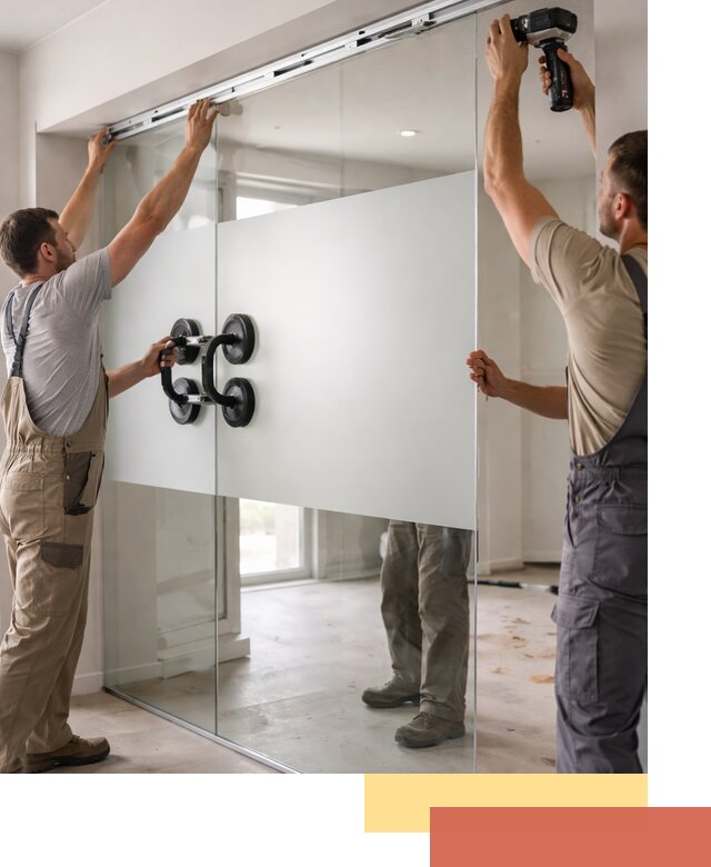 Матовые стеклянные перегородки под ключ в Людиново