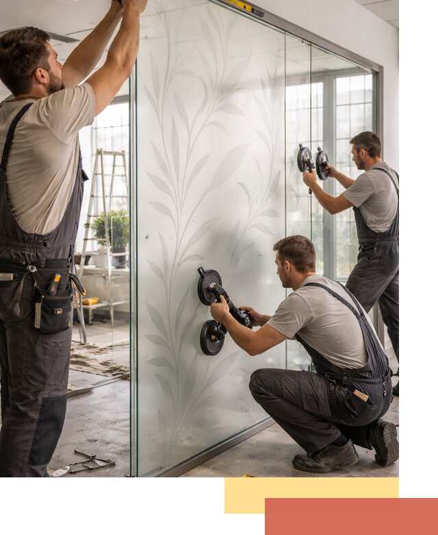 Стеклянные перегородки с рисунком на заказ в Людиново