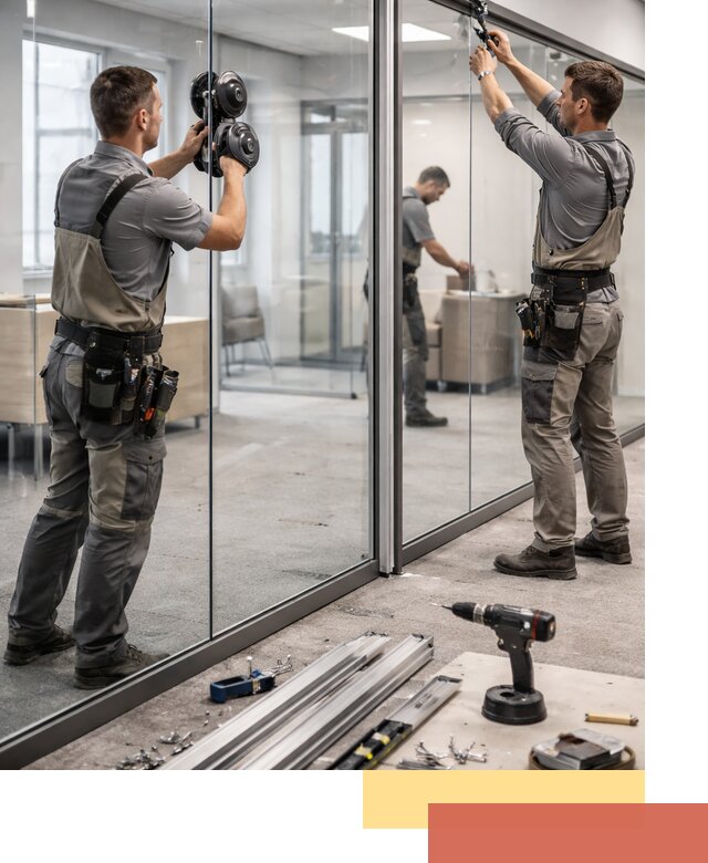 Стеклянные офисные перегородки под ключ в Людиново