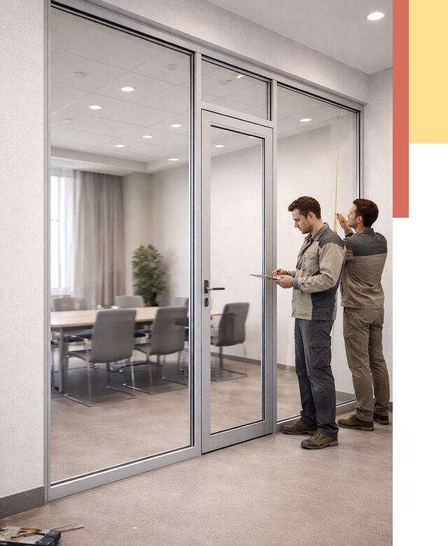 Установка и монтаж алюминиевых перегородок со стеклом в Людиново от 8346 руб. | ОТДЕЛОЧНИК-Люд